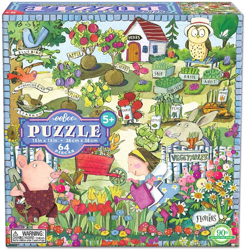 eeBoo Growing a Garden Puzzle for Kids, 64 Pieces