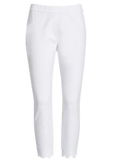 White scalloped crop cotton blend leggings Nordstrom