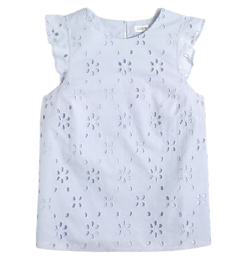 Blue sleeveless eyelet ruffle top J.Crew Factory